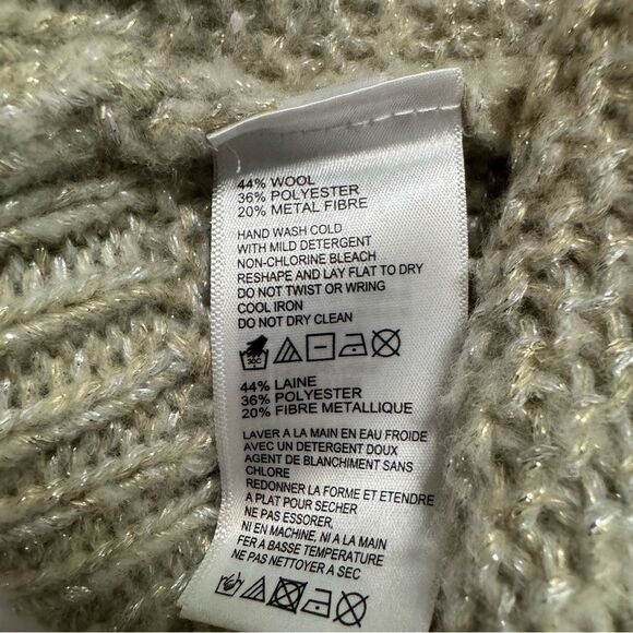 Tommy Bahama Boat Neck Wool Sweater Knit Women Size L Gold Metallic Relaxed Fit - Picture 6 of 9